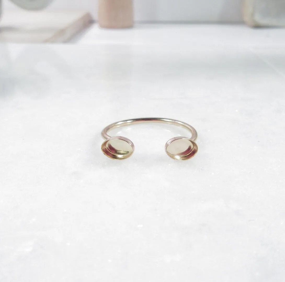 Bezel Cup Ring Setting - Open Double Oval, 1.5mm Band, Choose Your Cup, Choose Your Metal