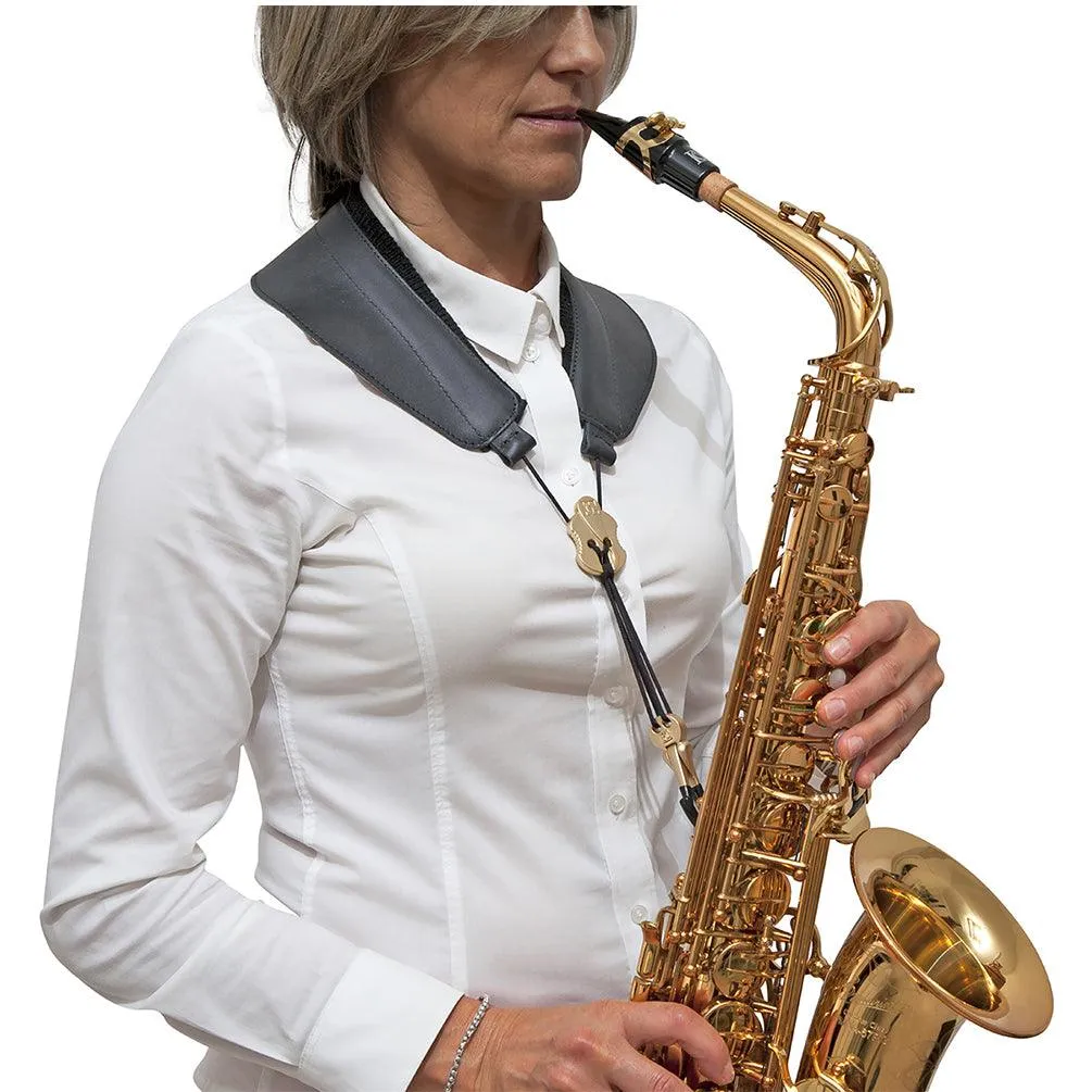 BG Alto and Tenor Saxophone Leather Yoke Strap Coated Metal Hook