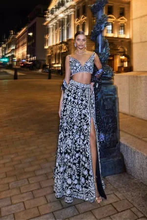 Black & Silver Skirt Set