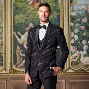 Black Embroidered Suit For Men