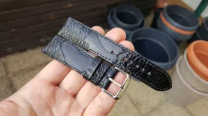 Black Ostrich Leg 22 mm