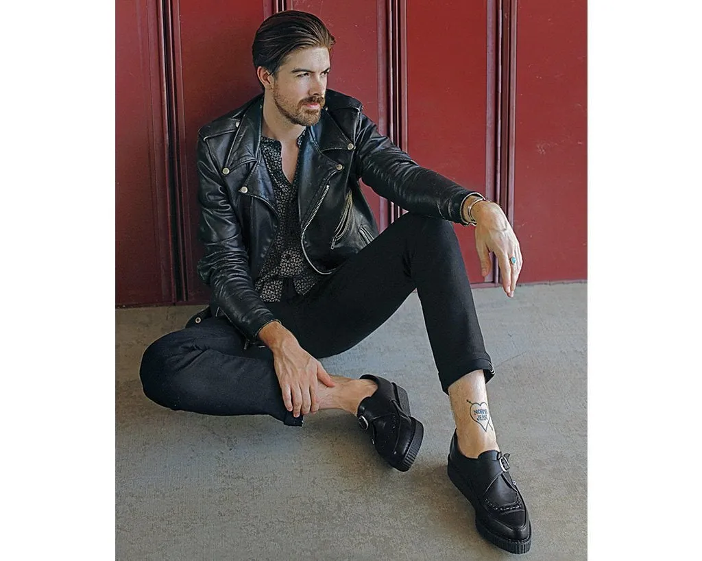 Black TUKskin™ Pointed Buckle Creeper