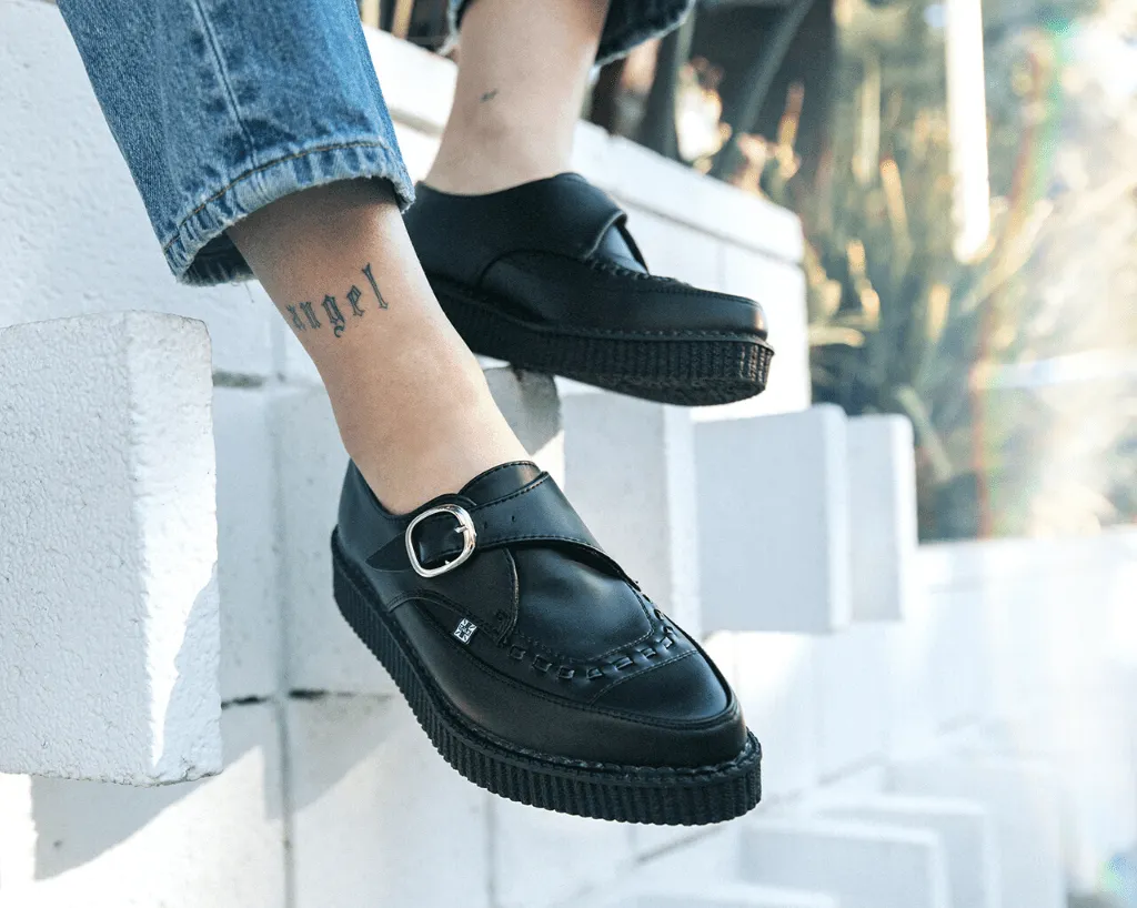 Black TUKskin™ Pointed Buckle Creeper