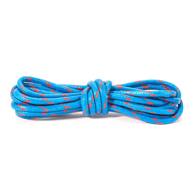 Blue with Red Stripes Waxed Round Shoelaces
