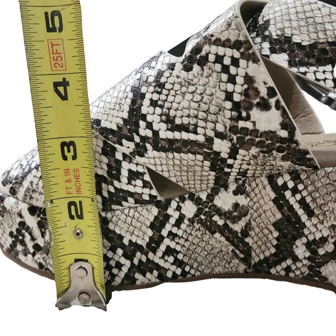Boutique by Corkys Marseille Black White Open Toe Snake Print Platform Sandal