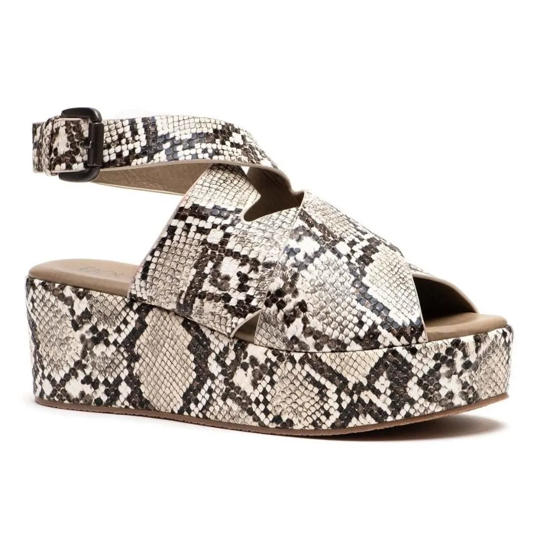 Boutique by Corkys Marseille Black White Open Toe Snake Print Platform Sandal
