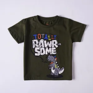 Boys Half Sleeves-Printed T-Shirt (Rawr)