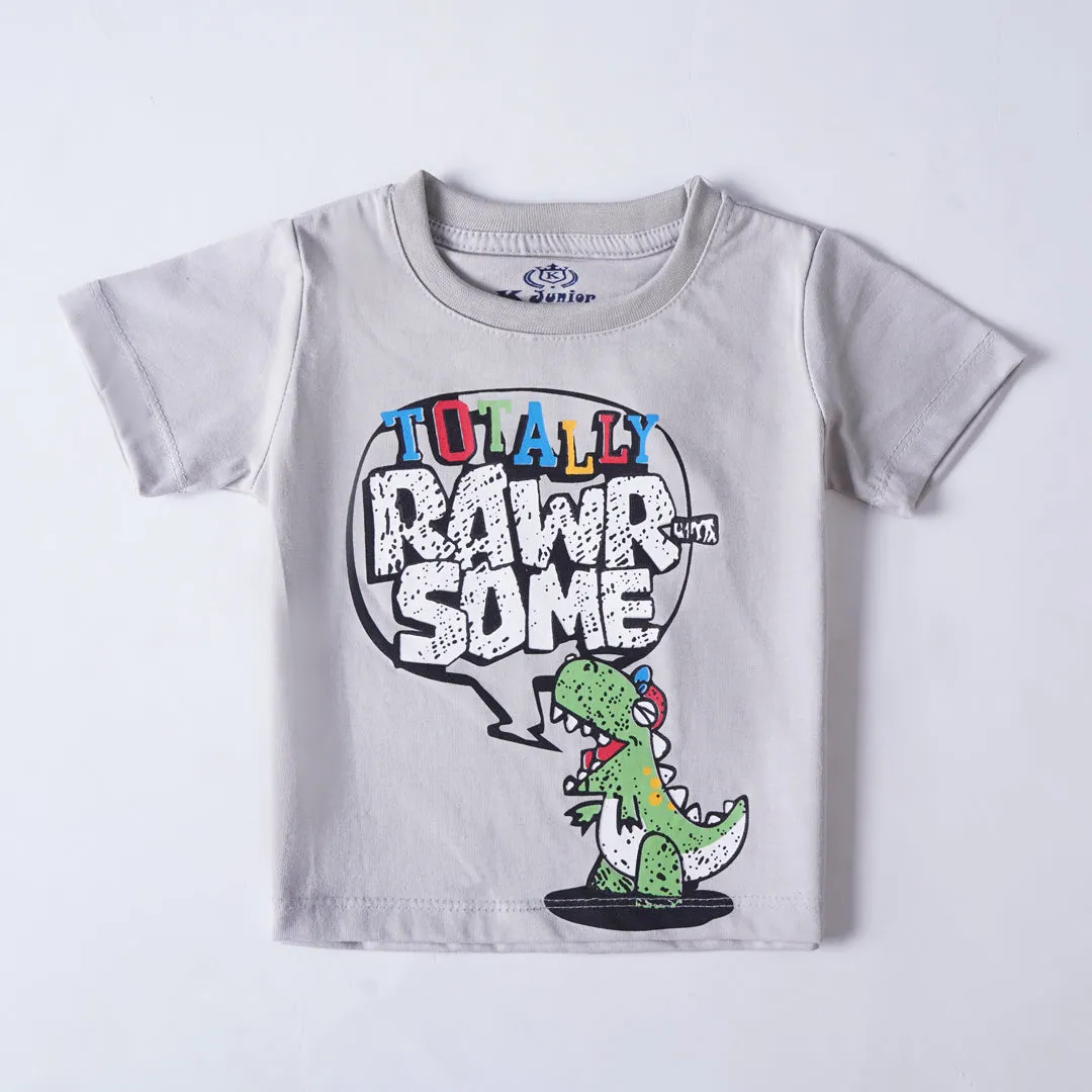 Boys Half Sleeves-Printed T-Shirt (Rawr)