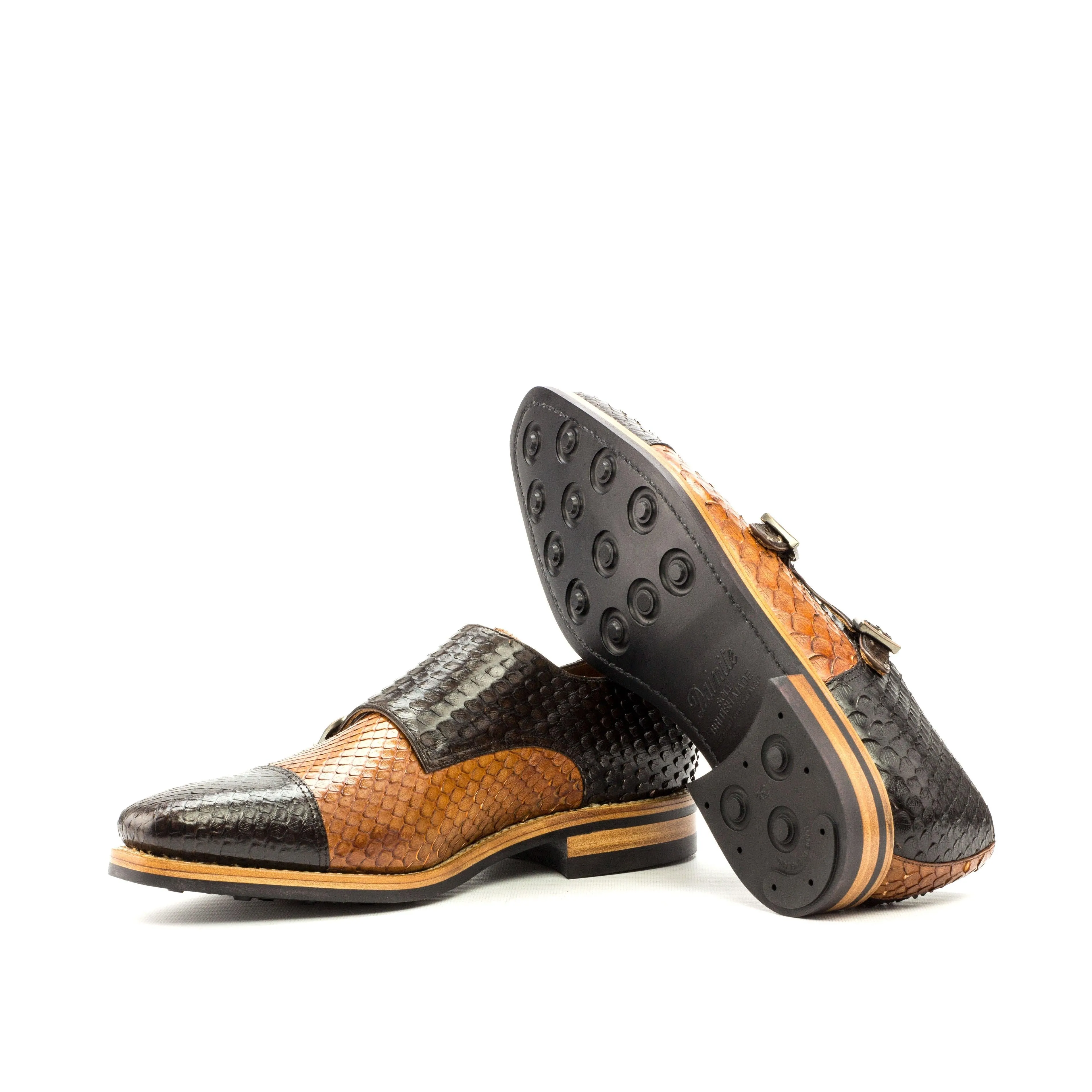 Brown & Cognac Python Double Monk