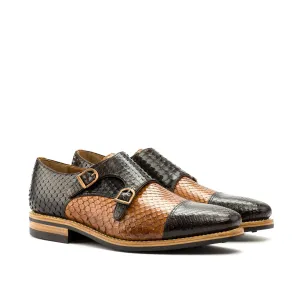 Brown & Cognac Python Double Monk