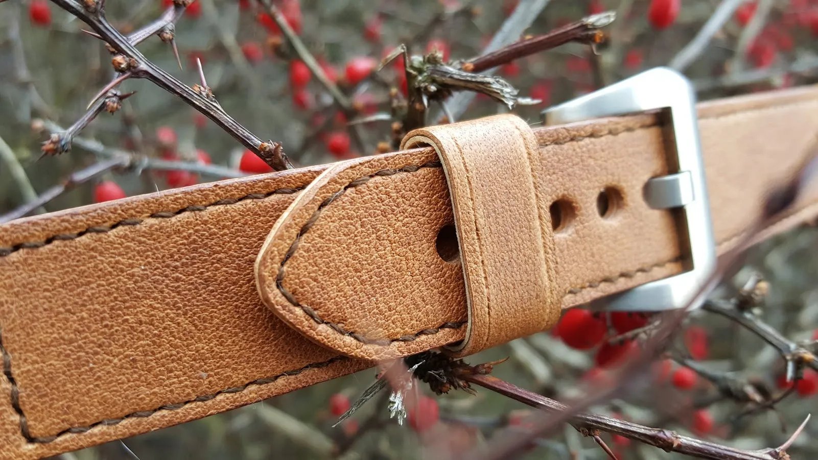 Brown bovine watch strap 22 mm