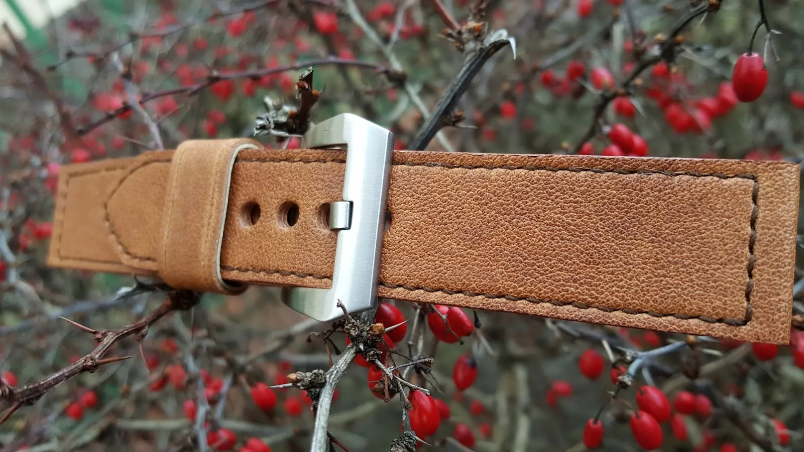 Brown bovine watch strap 22 mm