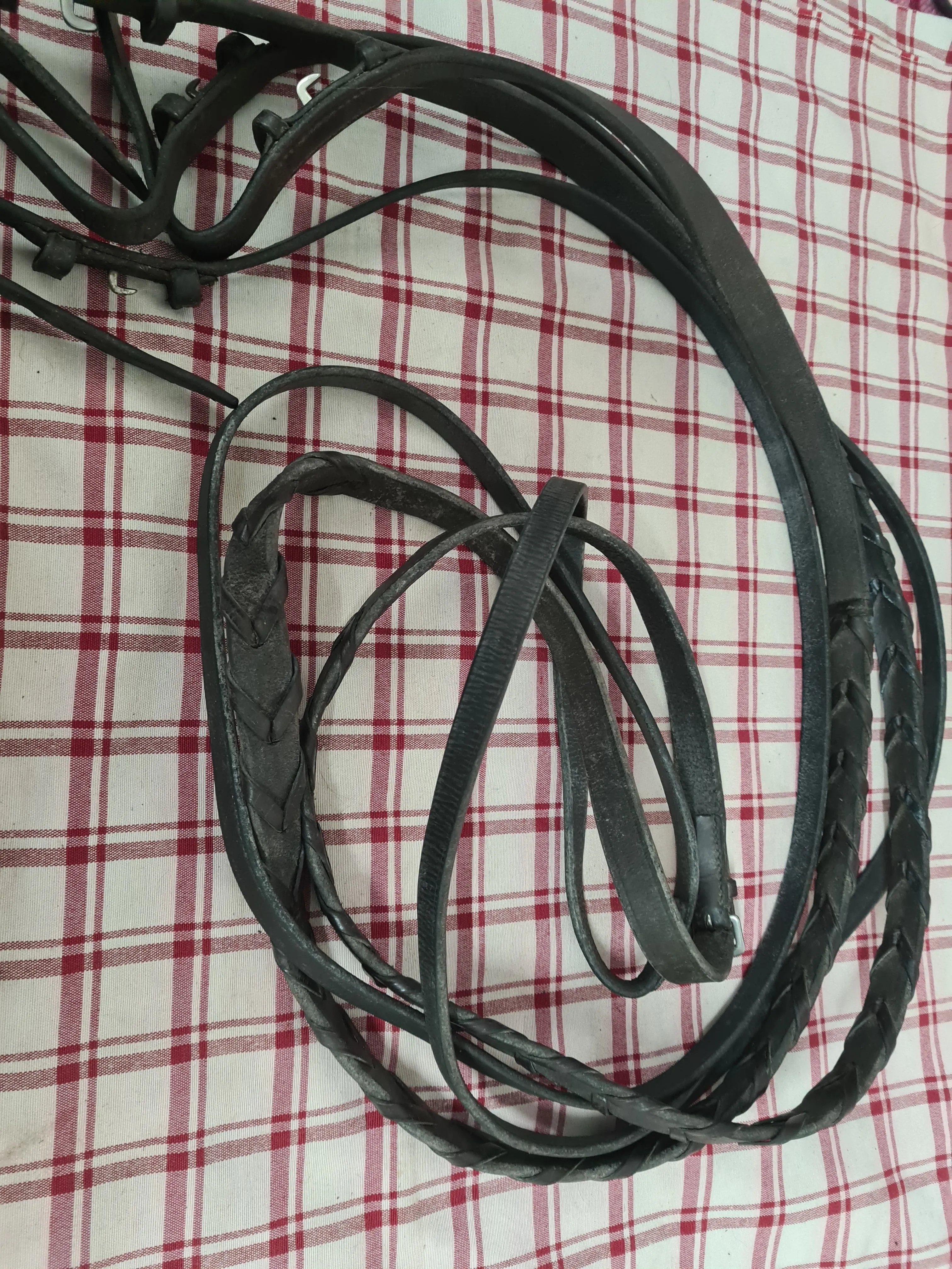 Brown cob size leather double reins set FREE POSTAGE 🟢