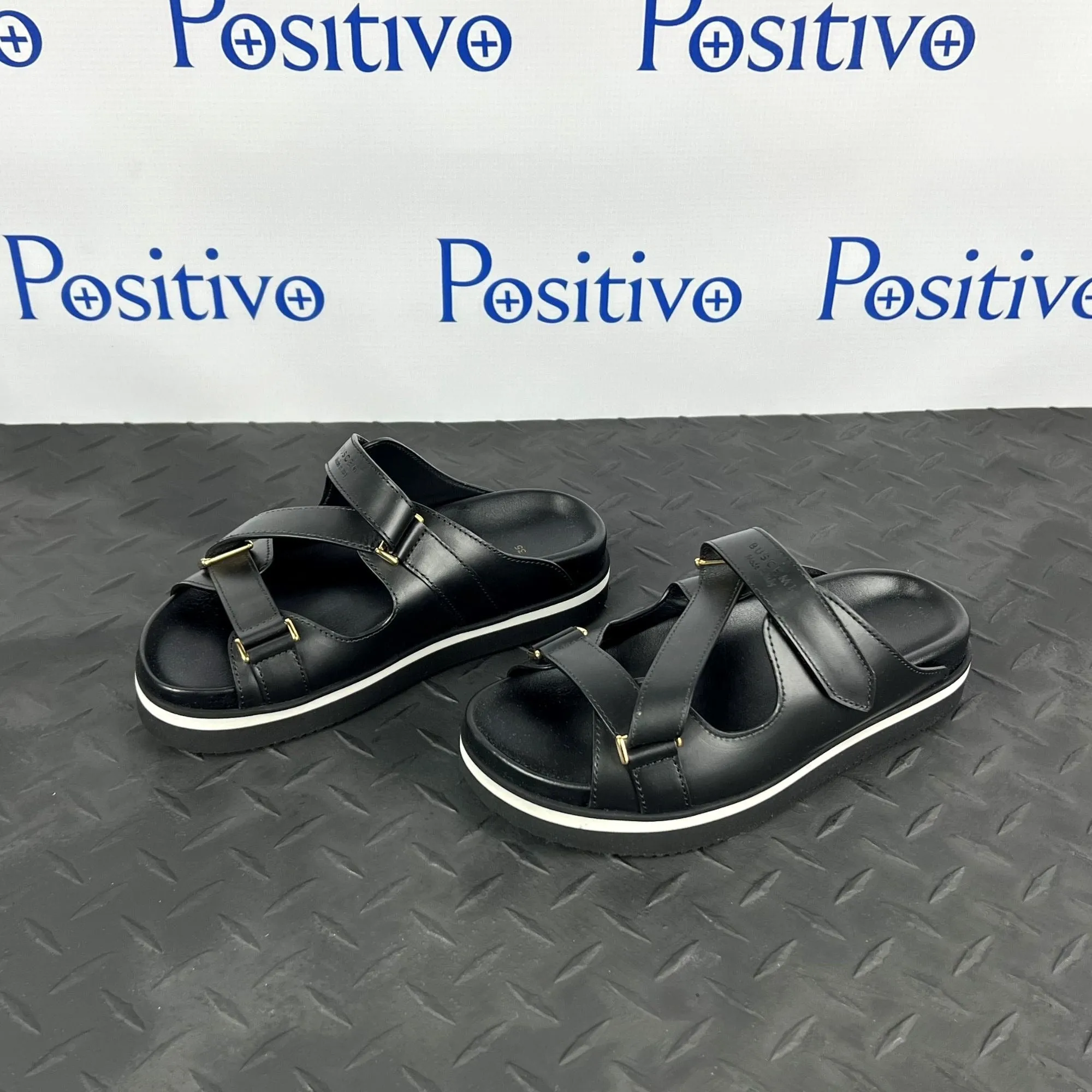 Buscemi Womens Sandal Strap Black Leather Sandals
