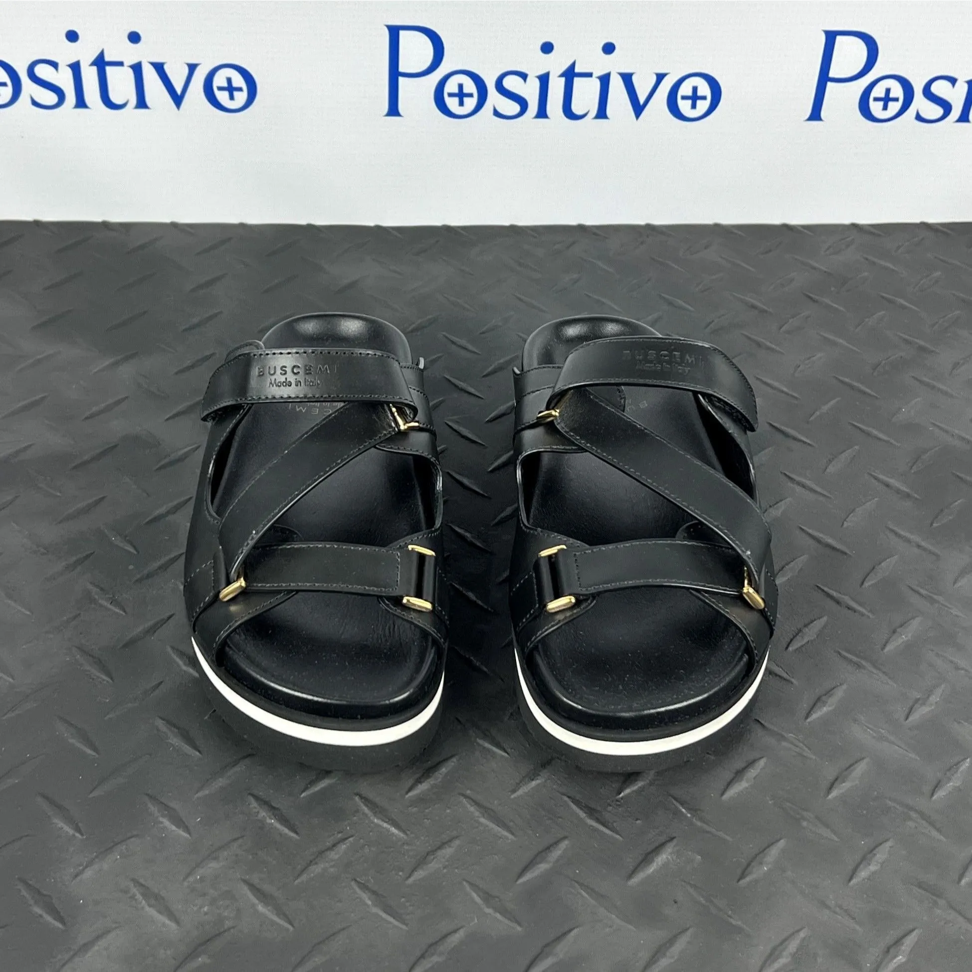 Buscemi Womens Sandal Strap Black Leather Sandals