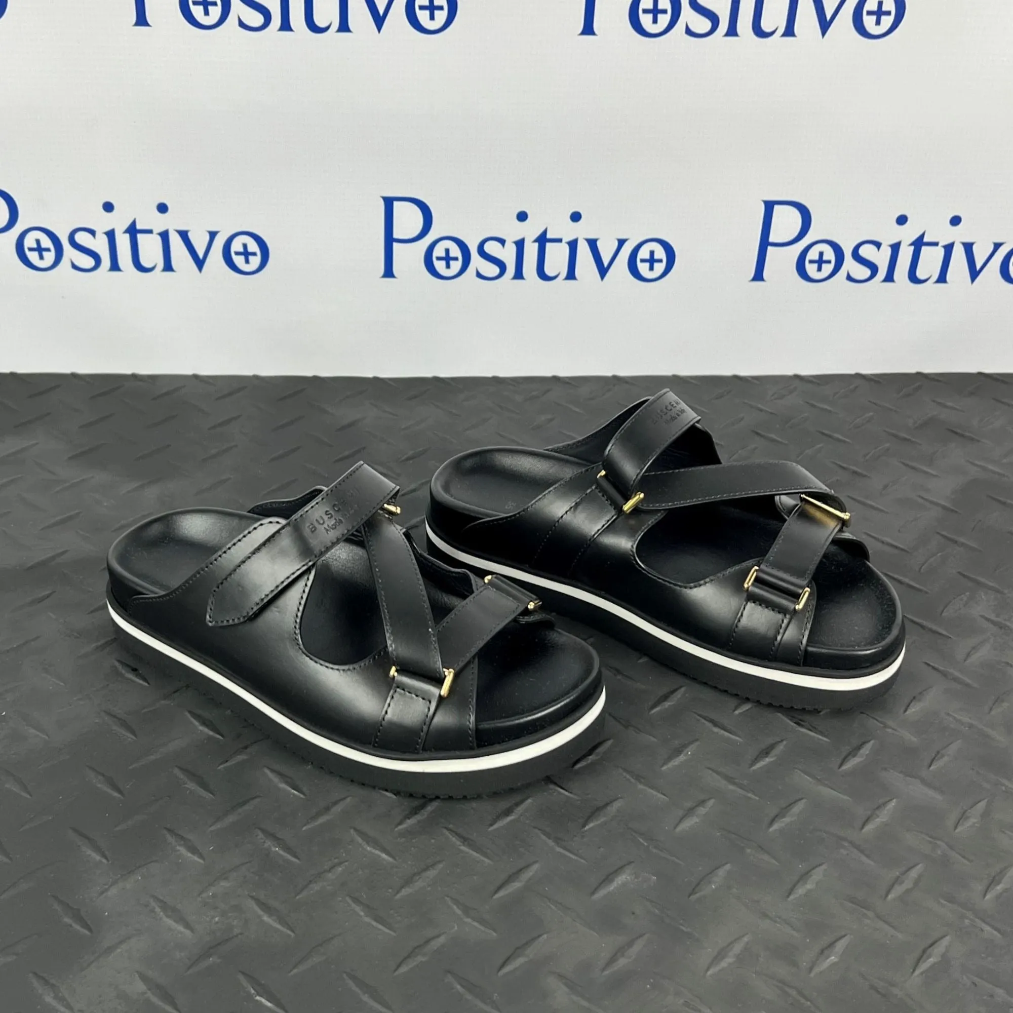 Buscemi Womens Sandal Strap Black Leather Sandals