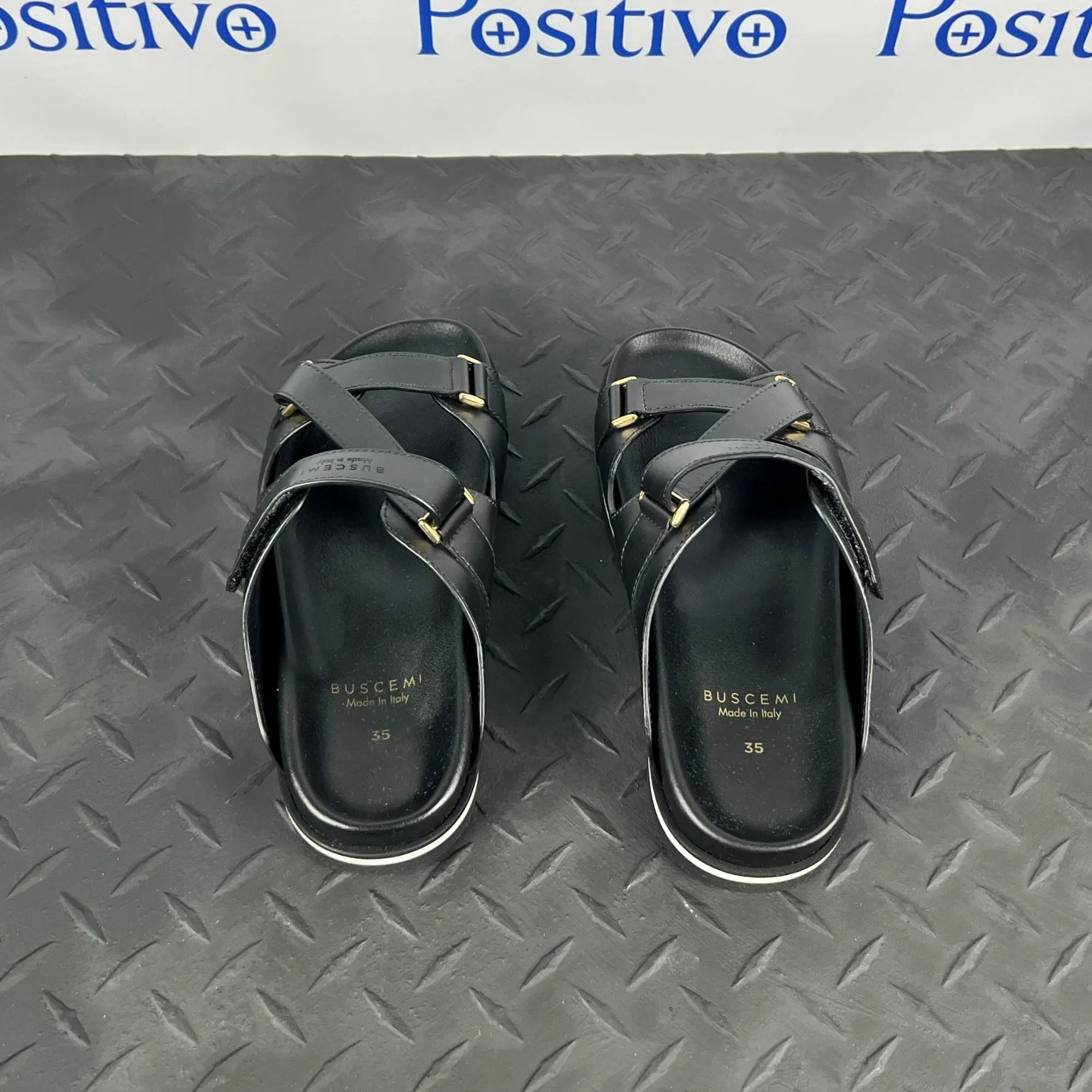 Buscemi Womens Sandal Strap Black Leather Sandals