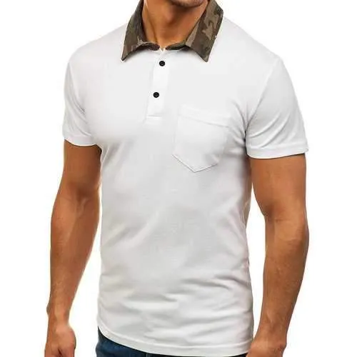 Camo Printed Collar Design Golf Shirt