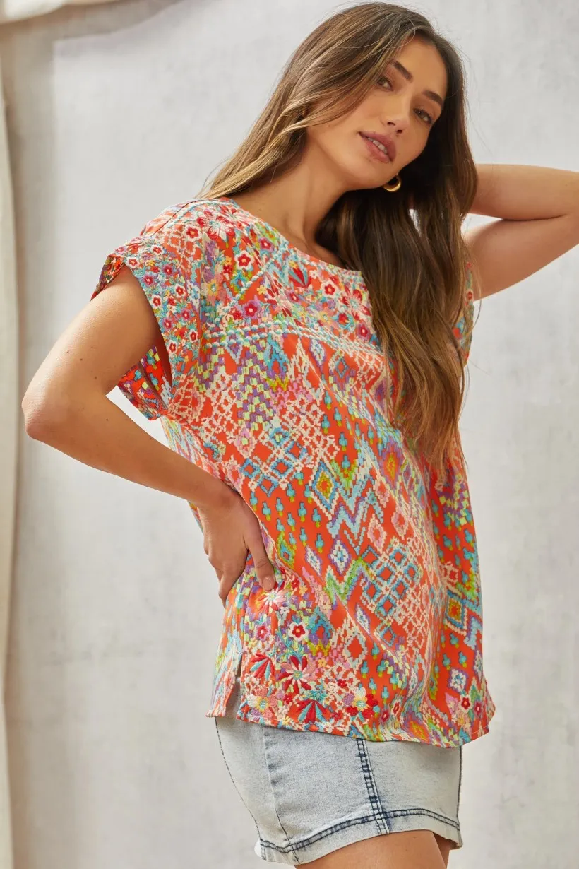 Carrie Floral Embroidered Relaxed Top