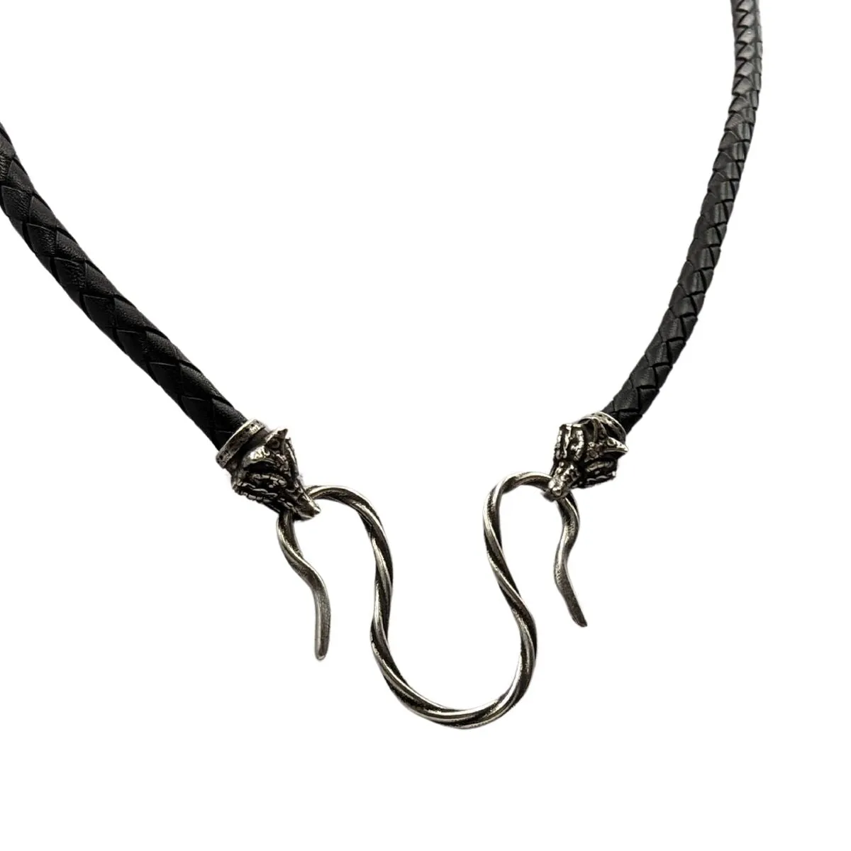 Celtic Fox leather necklace with Silver clasps