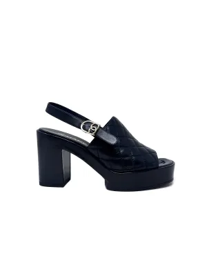 Chanel WB! '24P Quilted Lambskin Logo Buckle Slingback Platform Sandal