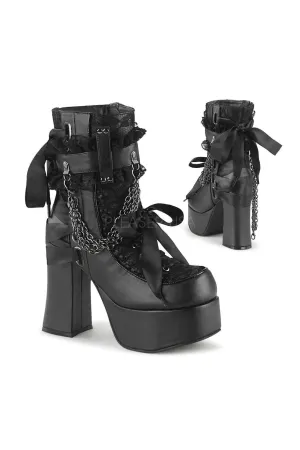 CHARADE-110 Demonia Ankle Boot | Black Faux Leather