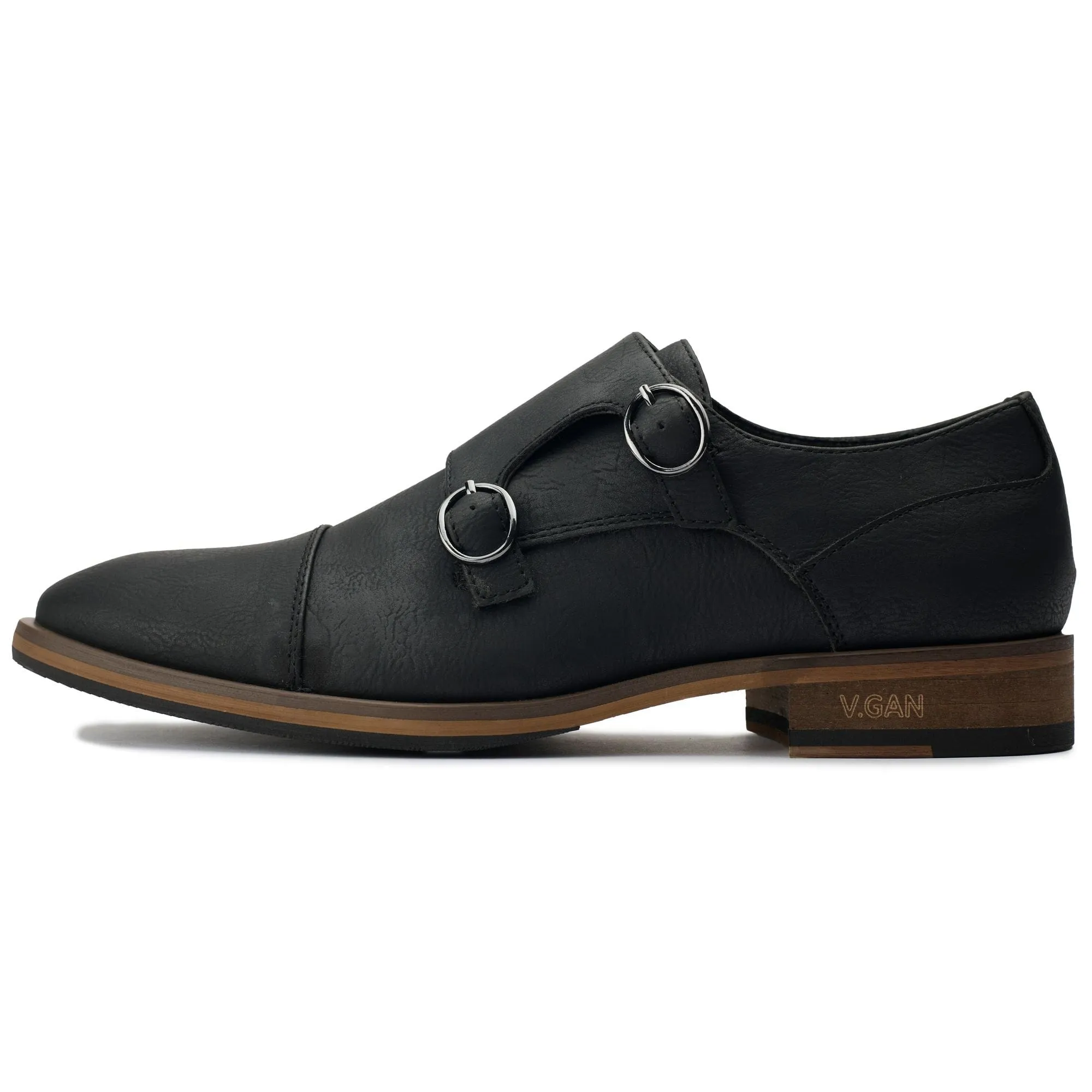 Chervil 2 Men's Vegan Leather Monk Shoes | Black