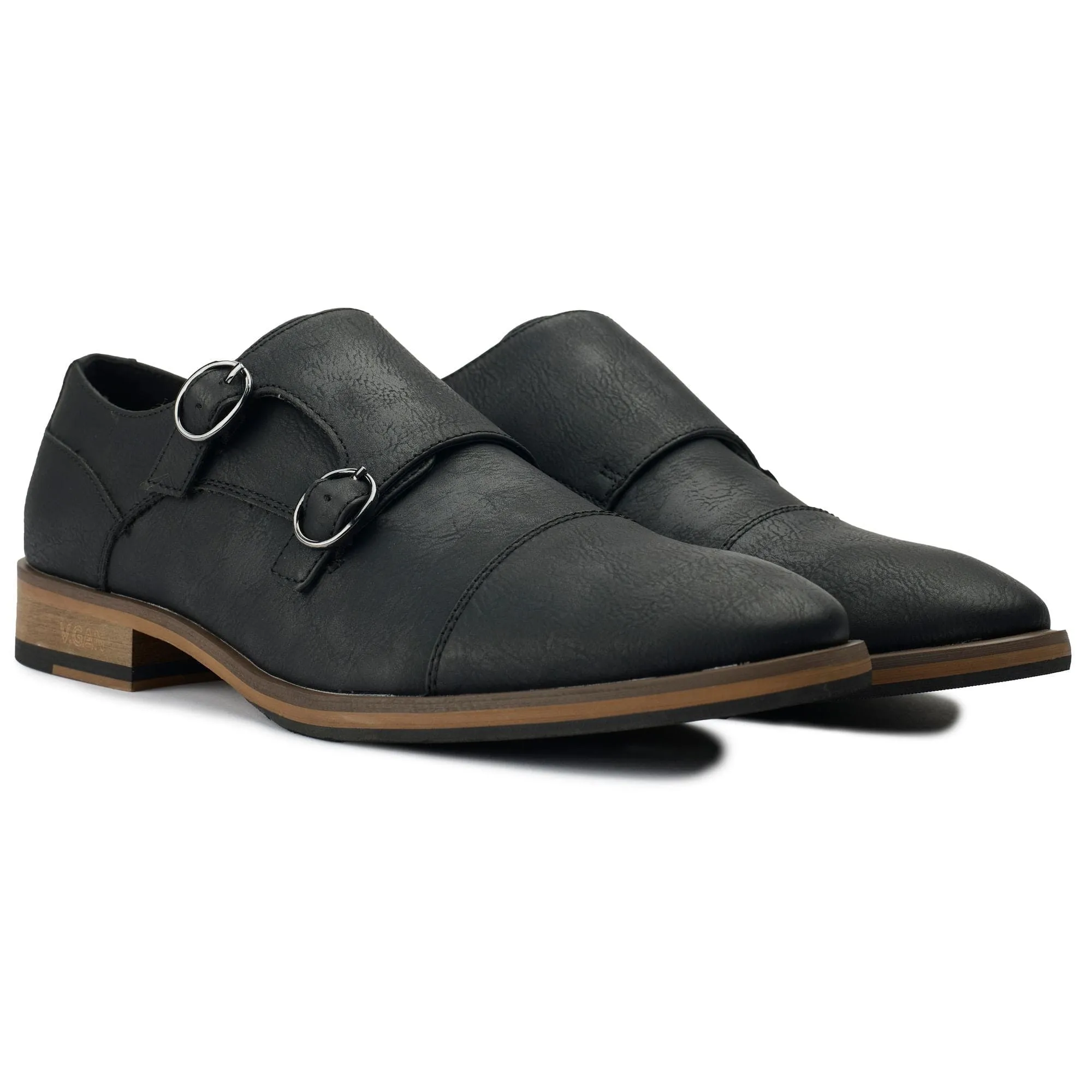 Chervil 2 Men's Vegan Leather Monk Shoes | Black