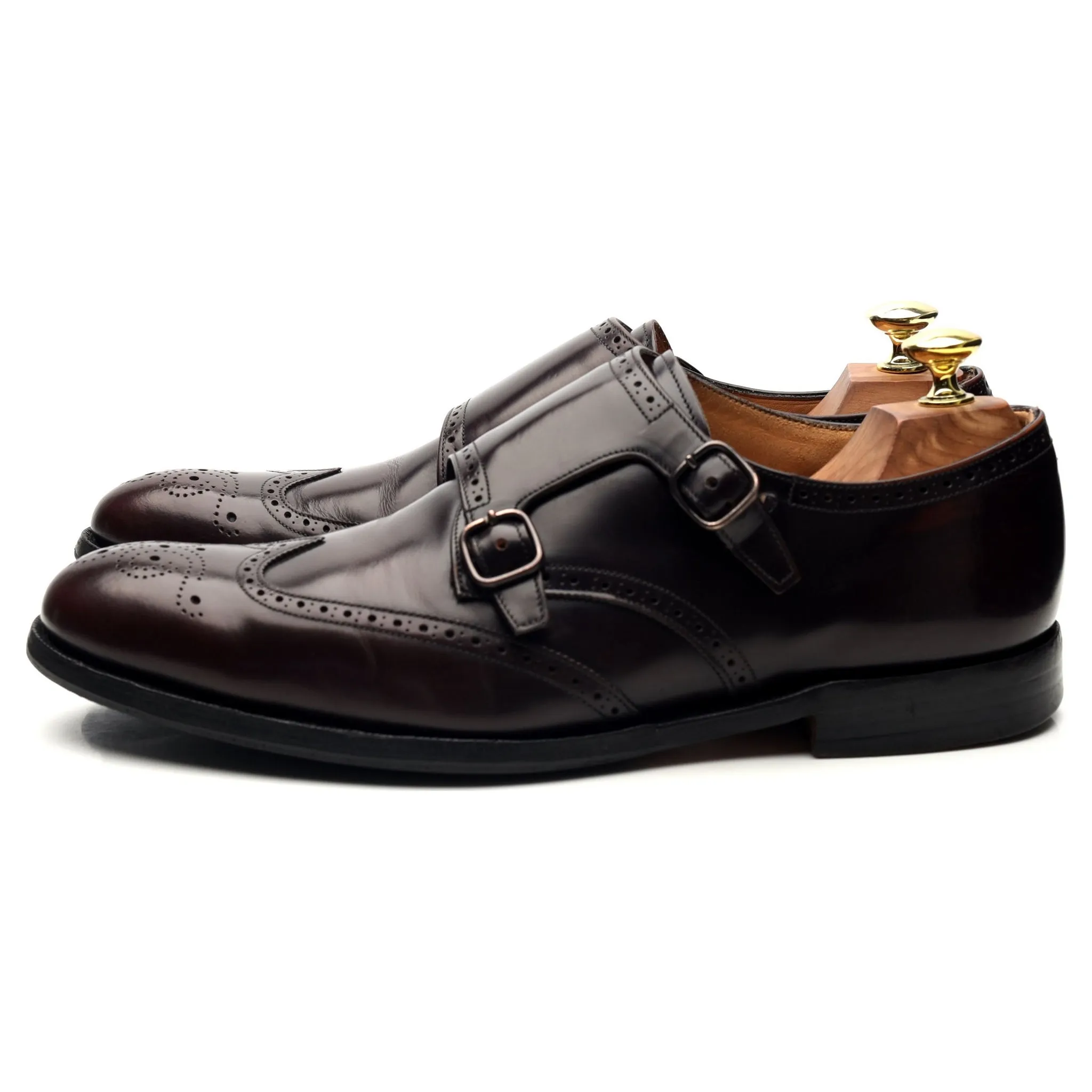 'Chicago' Burgundy Leather Double Monk Strap UK 7.5 F