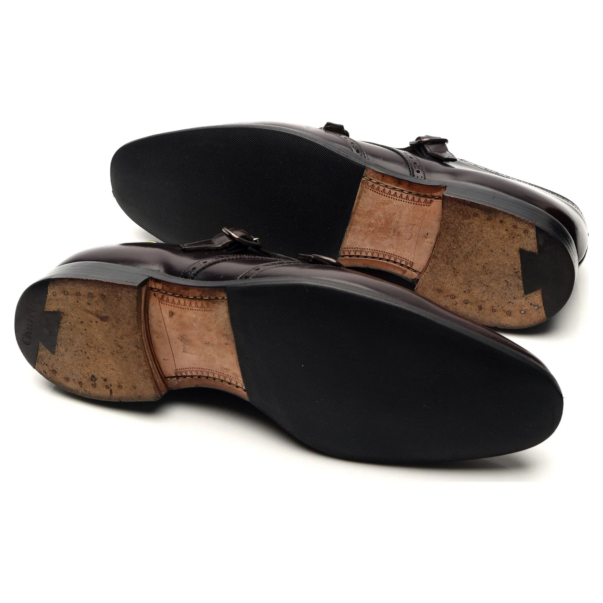 'Chicago' Burgundy Leather Double Monk Strap UK 7.5 F