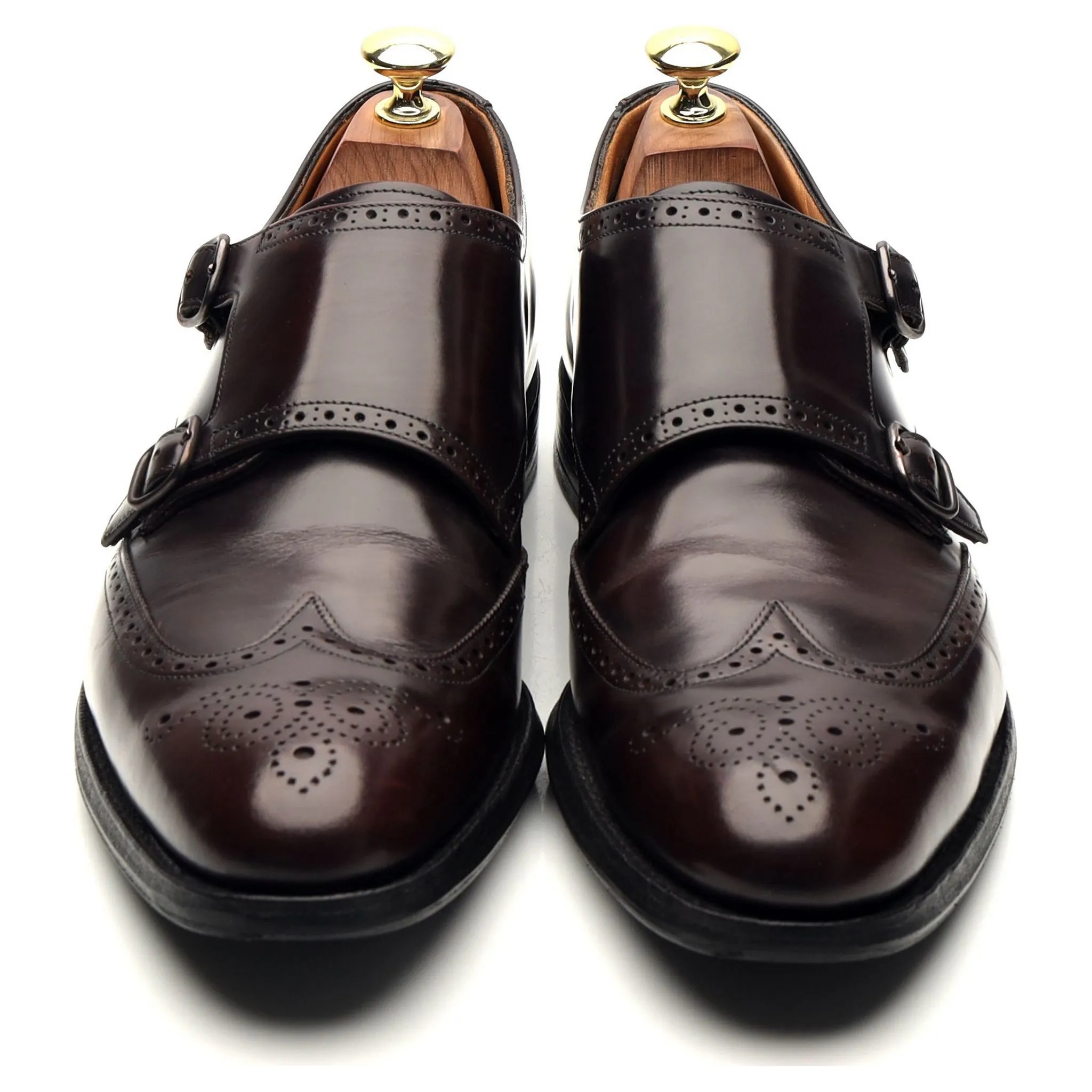 'Chicago' Burgundy Leather Double Monk Strap UK 7.5 F