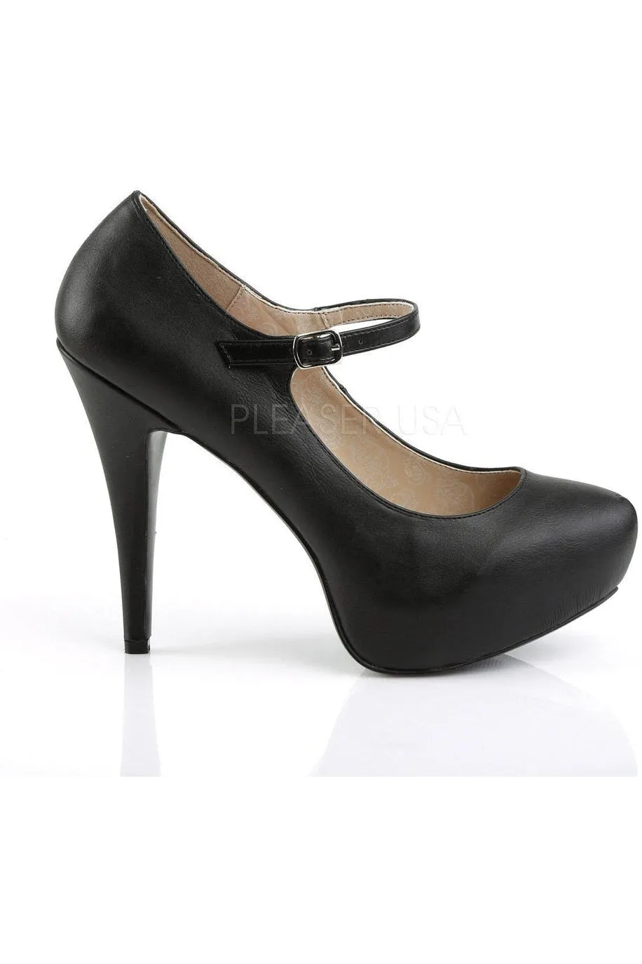 CHLOE-02 Pump  | Black Faux Leather