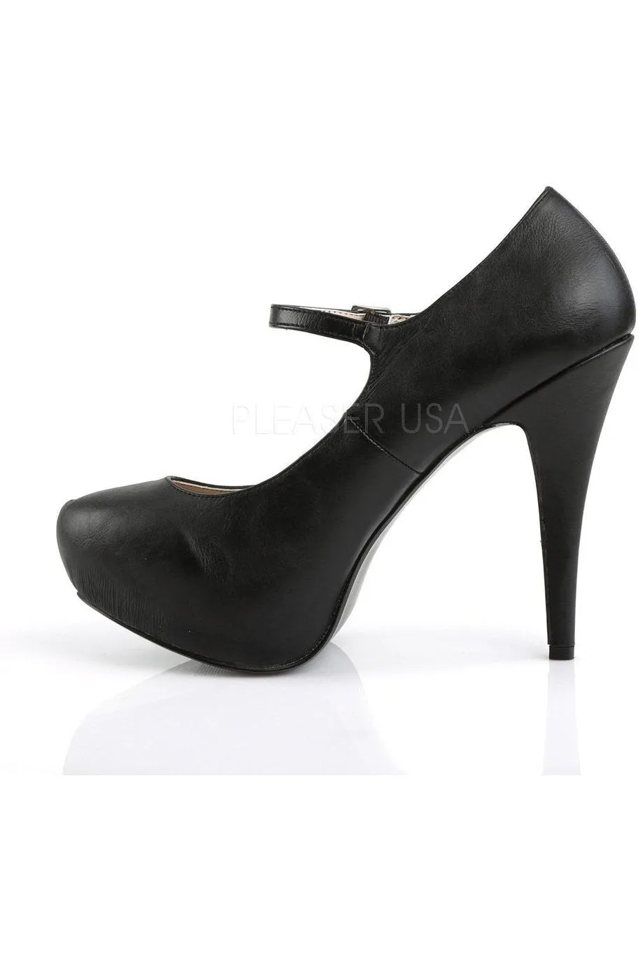 CHLOE-02 Pump  | Black Faux Leather