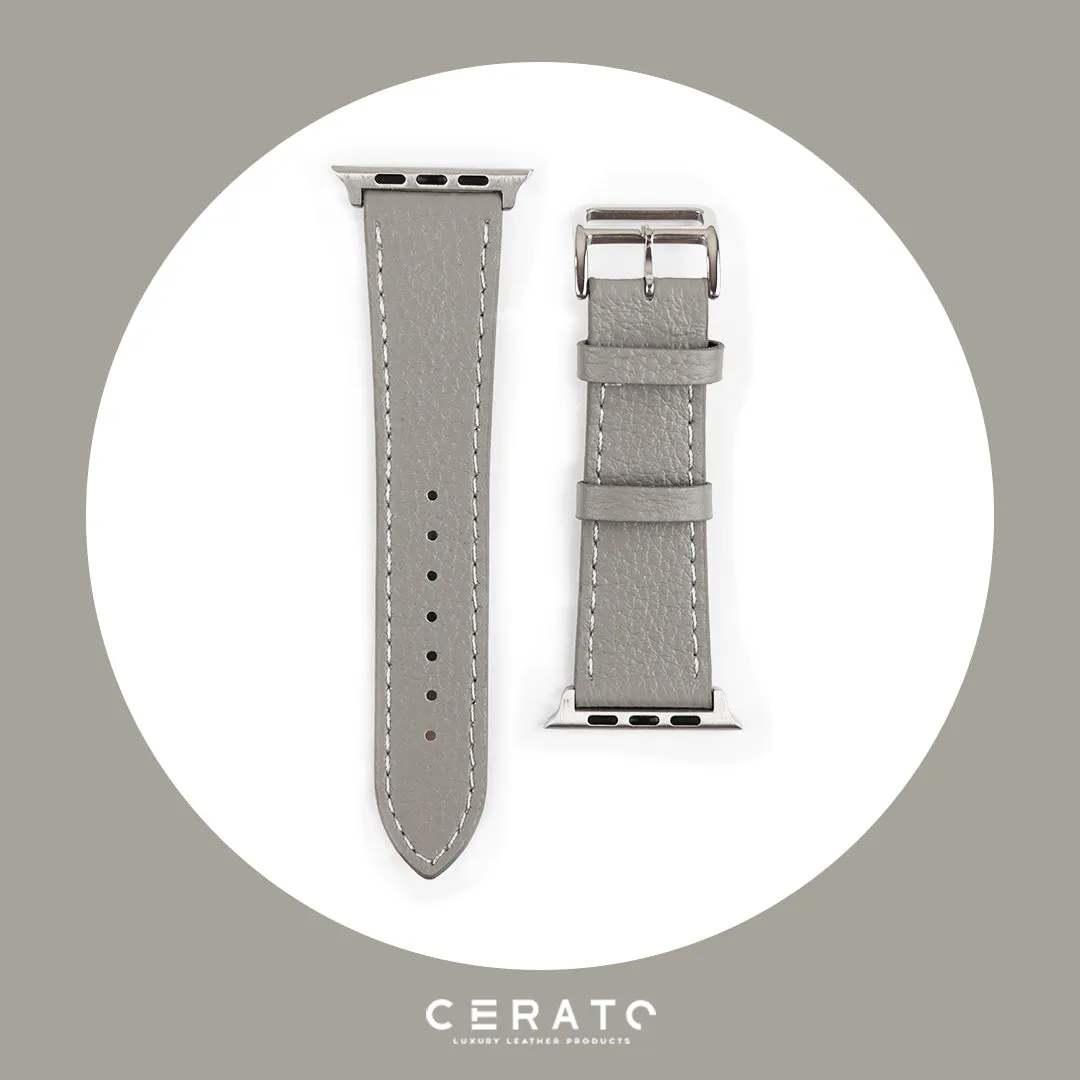 Classic Grey Leather Apple Watch Band 42mm - 44mm