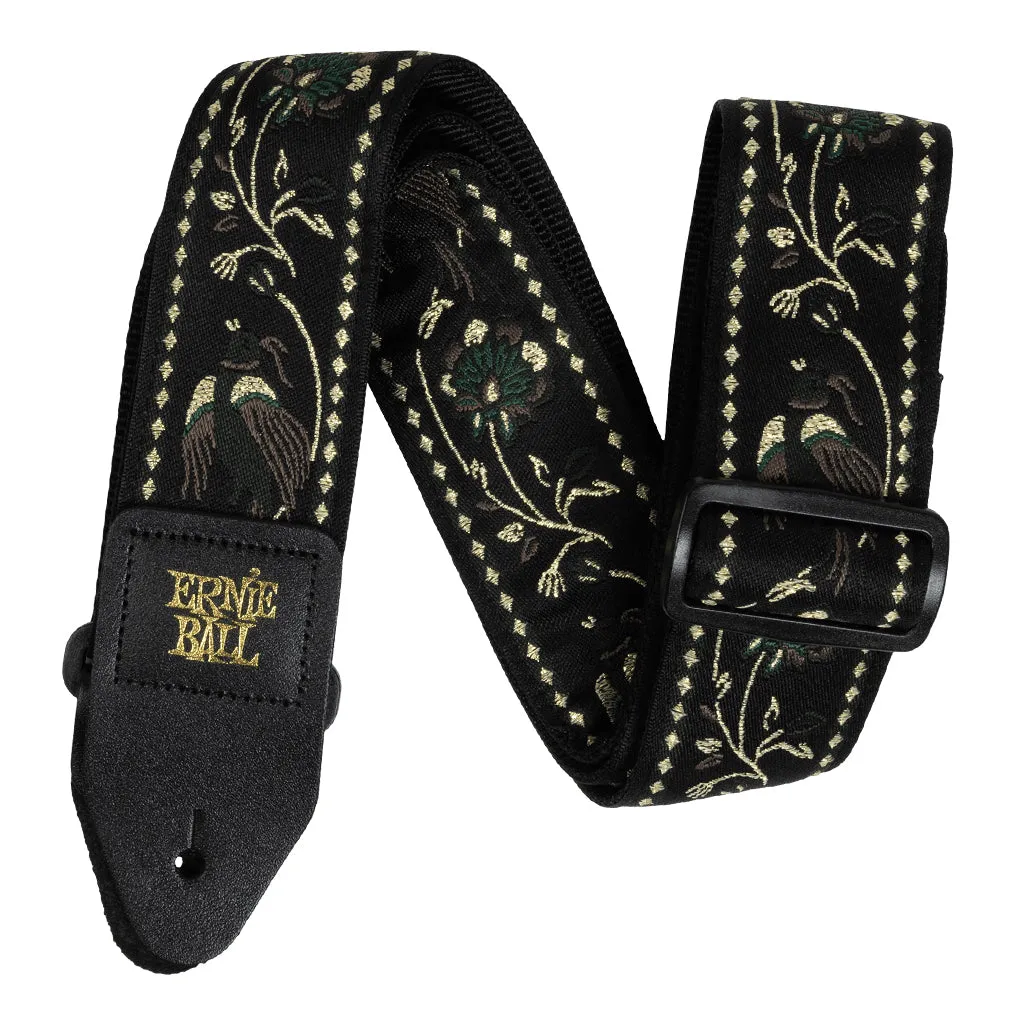 Classic Jacquard Guitar/Bass Strap - Black Pleasant Pheasant