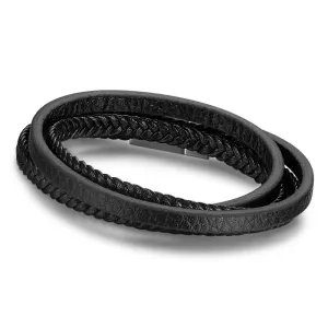 Classy Genuine Leather Braided Bracelets for Men with Stainless Steel Details, Wristband Gift for Him