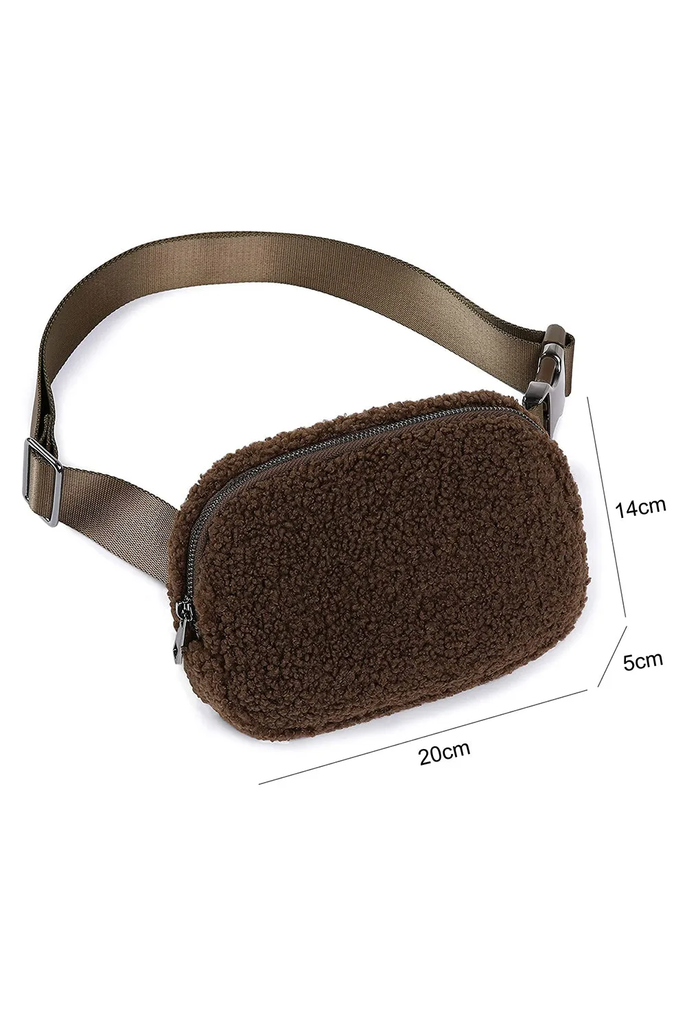 Coffee Sherpa Adjustable Strap Crossbody Bag