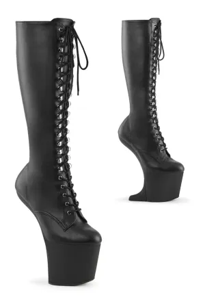 CRAZE-2023 Black Faux Leather Knee Boot