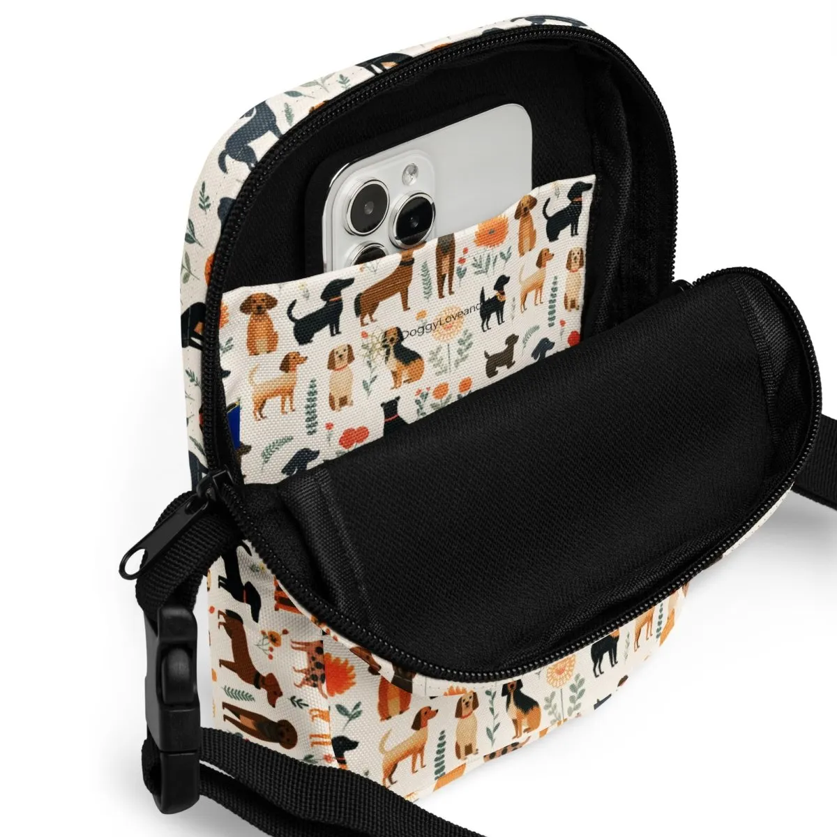 Cream Dogs Crossbody Bag