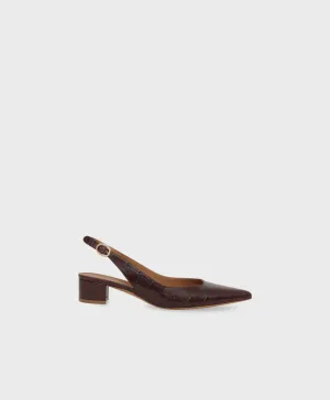 Croc Embossed Slingback Heel - Classic