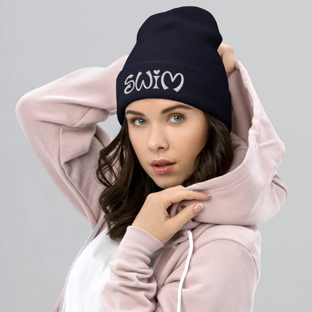 Cuffed Beanie - Retro Love Swim Embroidery