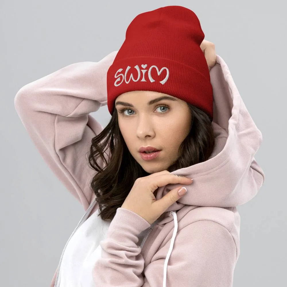 Cuffed Beanie - Retro Love Swim Embroidery