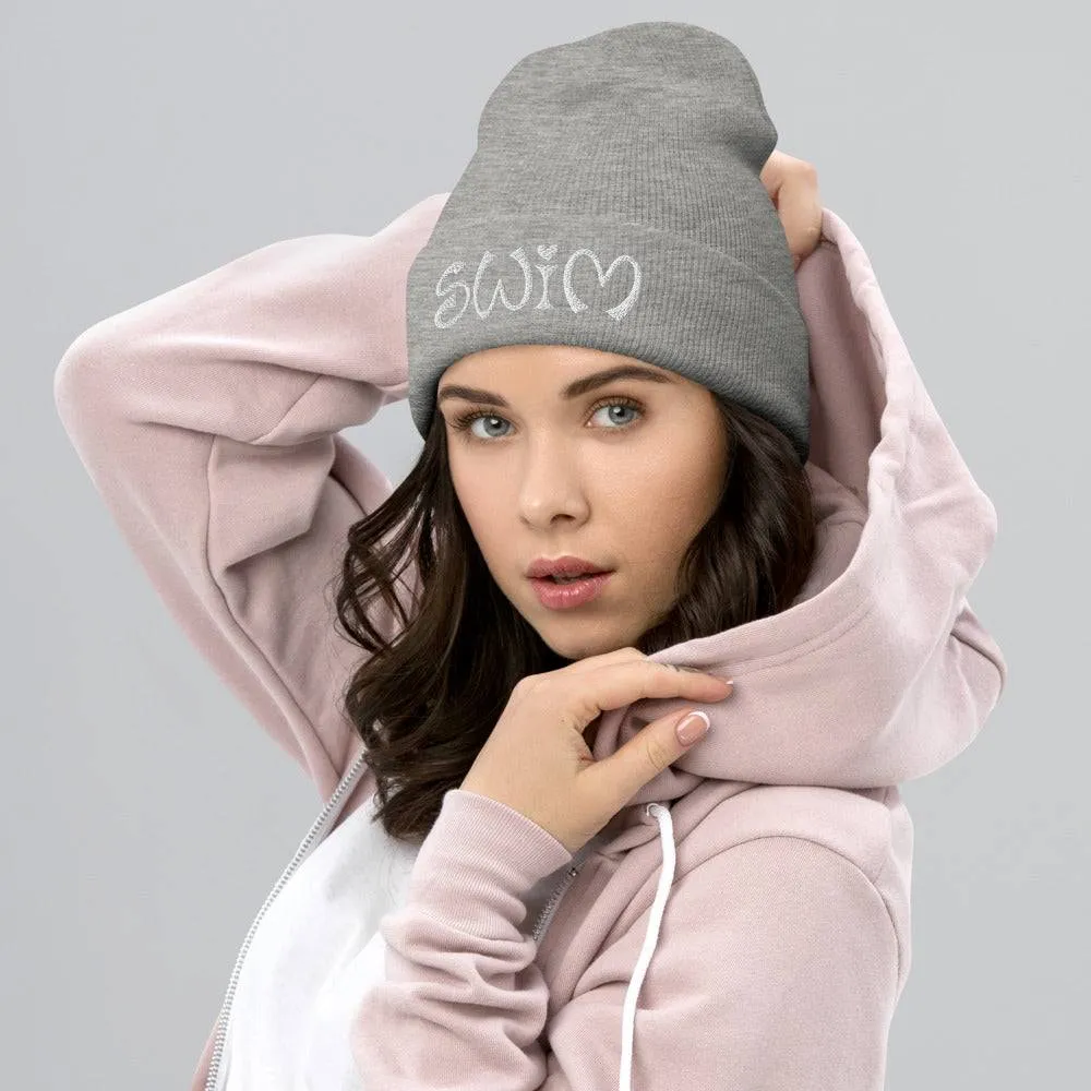 Cuffed Beanie - Retro Love Swim Embroidery