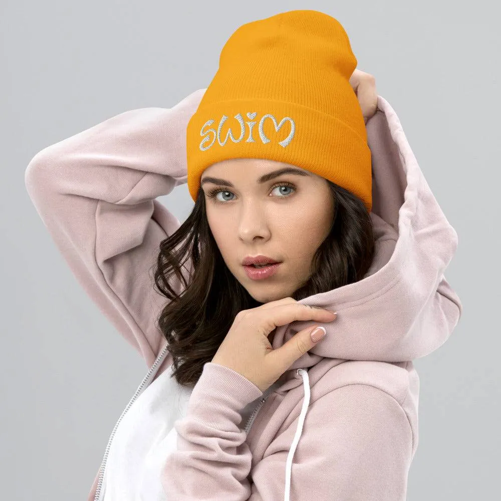 Cuffed Beanie - Retro Love Swim Embroidery