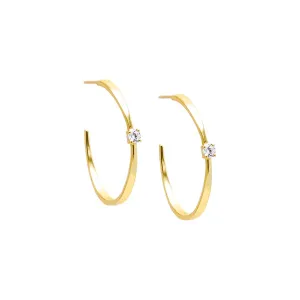 CZ Solitaire Open Hoop Earring