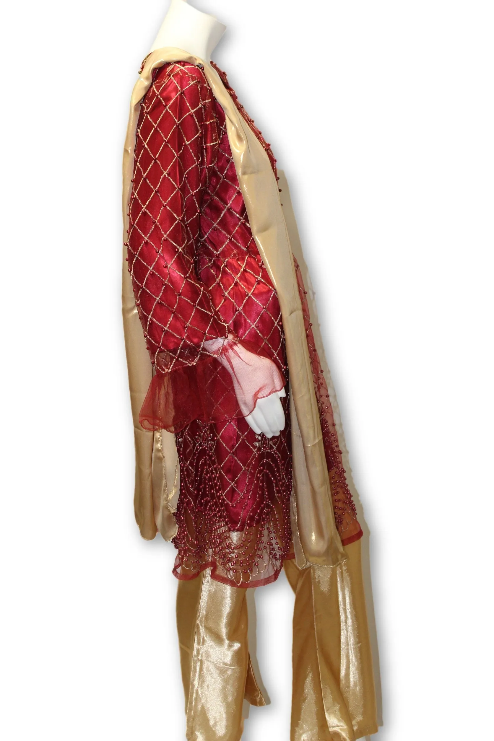 D12 Pakistani Indian Women Embroidered Organza Formal Dress