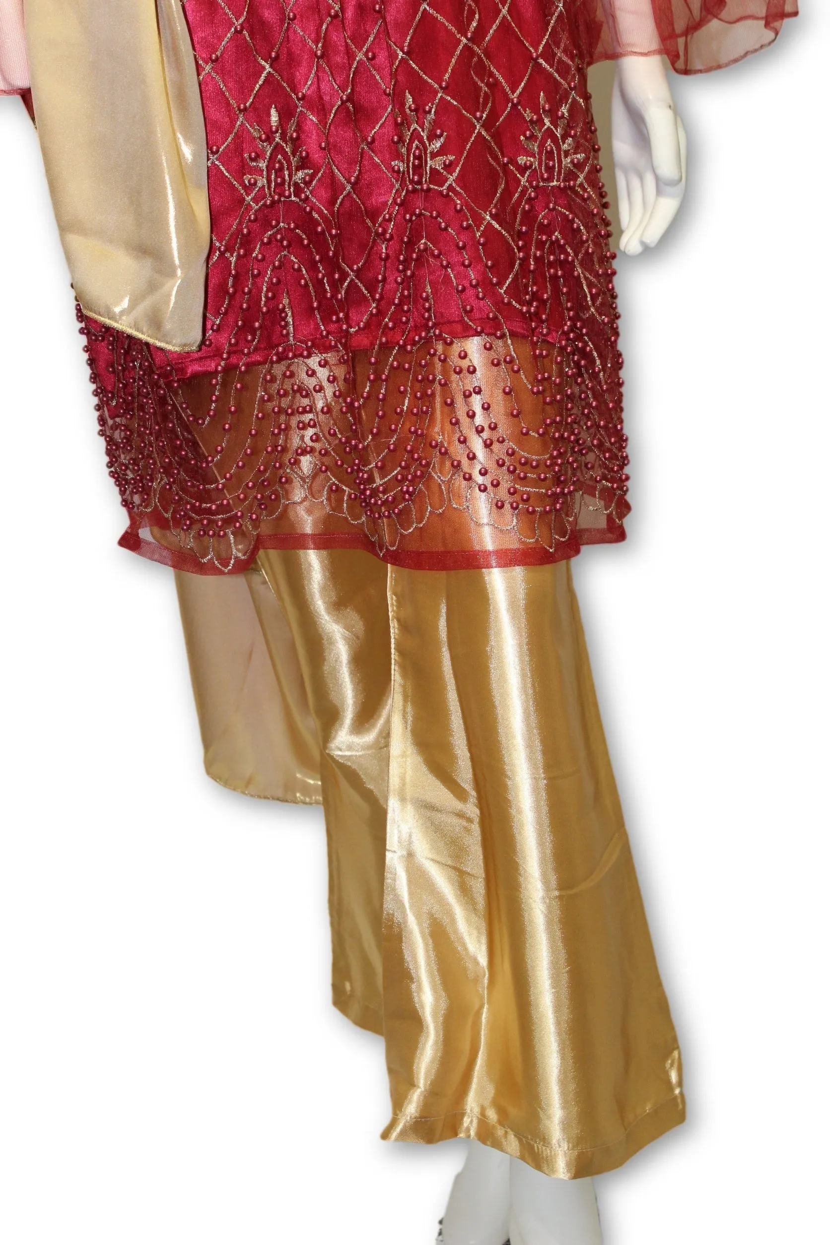 D12 Pakistani Indian Women Embroidered Organza Formal Dress