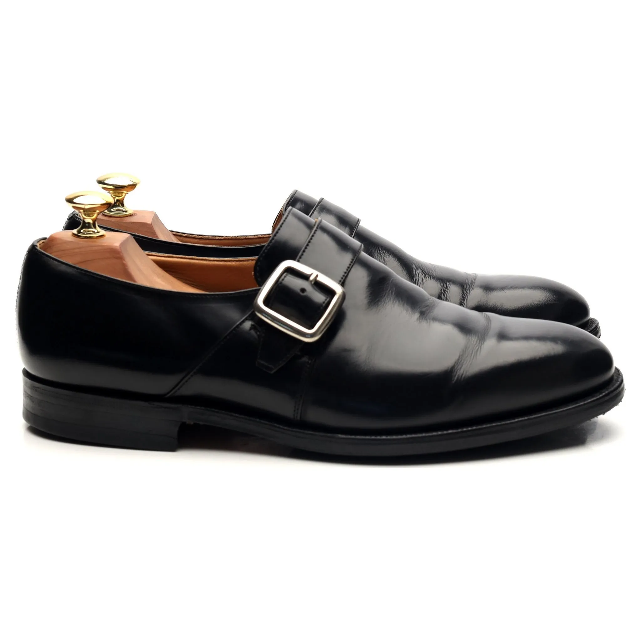 'Danube' Black Leather Monk Strap UK 8 G