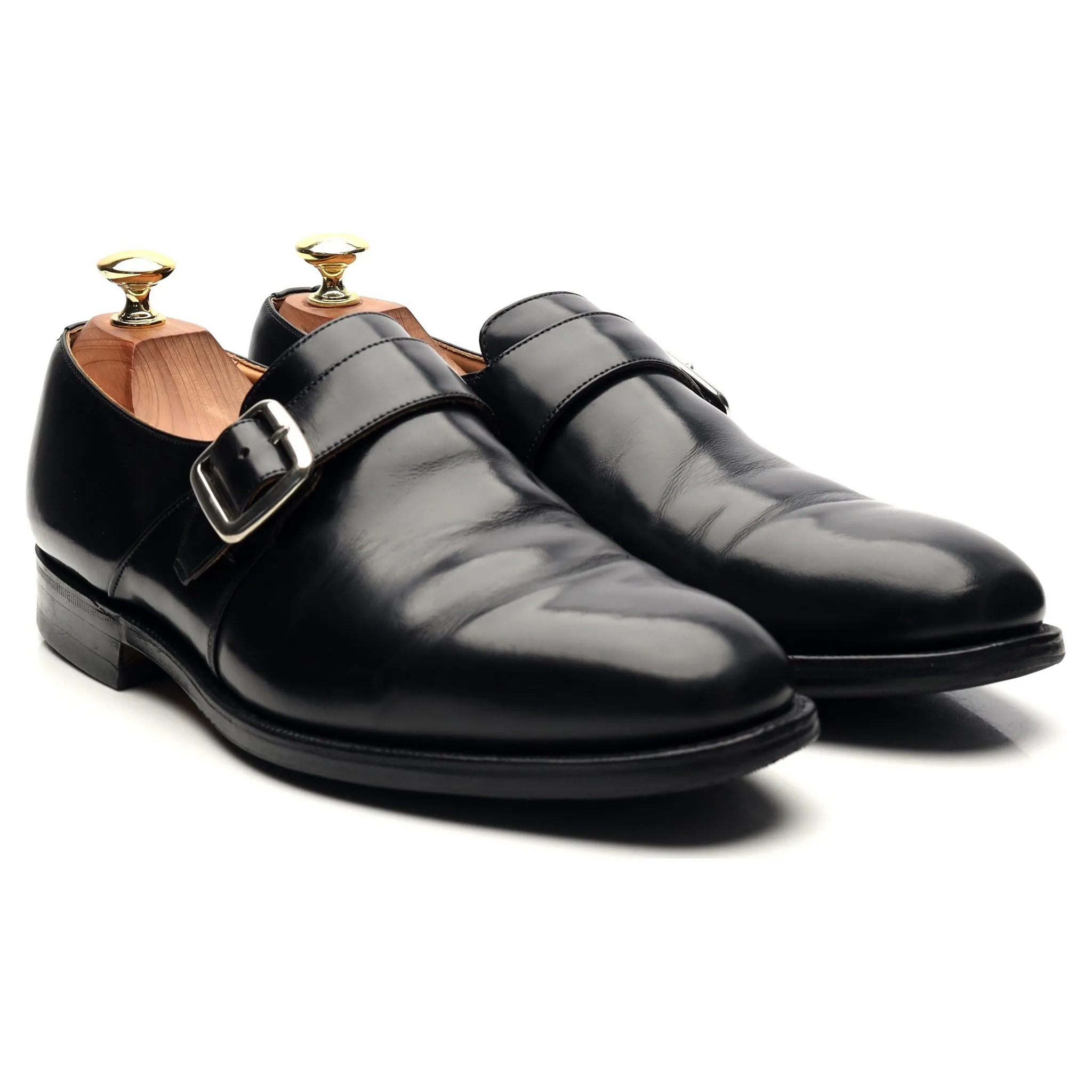 'Danube' Black Leather Monk Strap UK 8 G