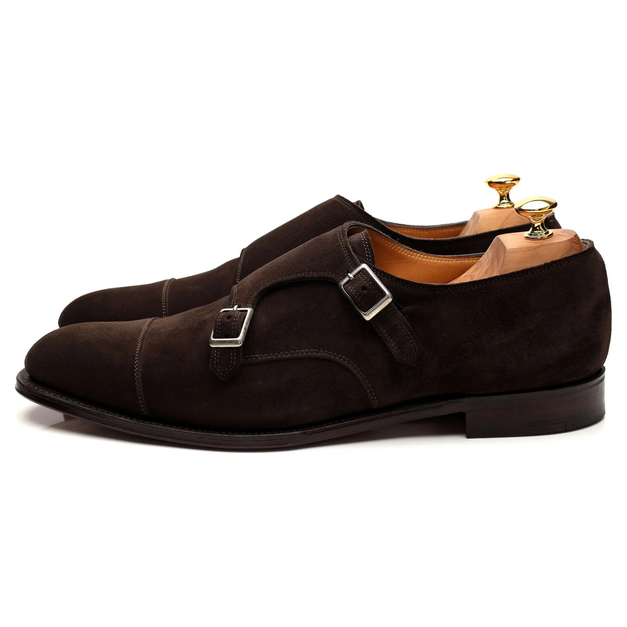 'Darcy' Dark Brown Suede Double Monk Strap UK 12